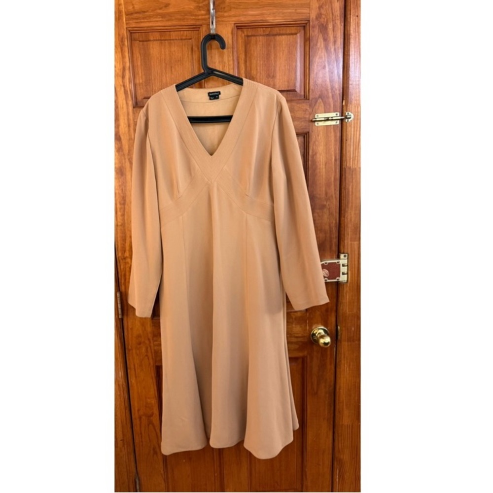 Elegant Tan Long Sleeve Dress